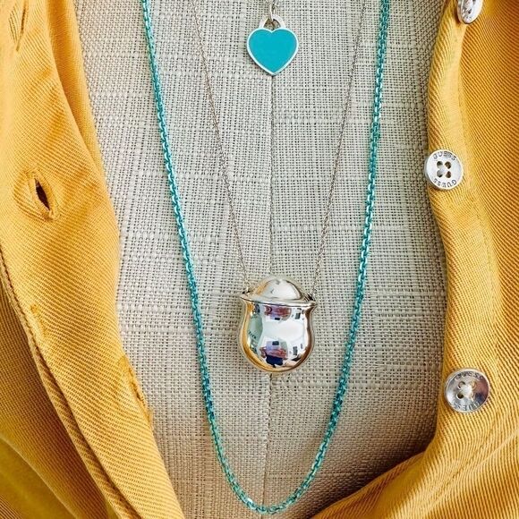 NEW Tiffany & Co. 30” Blue Enamel Sparkle Necklace 1.7mm - Picture 4 of 4